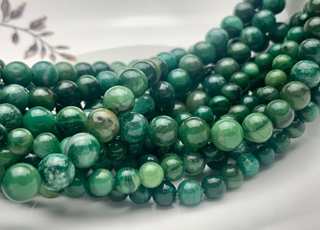 4mm 6mm 8mm 10mm 12mm Natural Smooth Round African Green Jade Beads Green Color Rare Green Jade Loose Beads 15.5 Inches Strand #3232