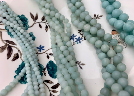 4mm 6mm 8mm 10mm AAA Matte Finished Smooth Round Blue Amazonite Gemstone Beads Genuine High Quality Natural Blue Amazonite 15.5 Inches #3234