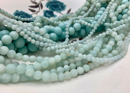 4mm 6mm 8mm 10mm AAA Matte Finished Smooth Round Blue Amazonite Gemstone Beads Genuine High Quality Natural Blue Amazonite 15.5 Inches #3234