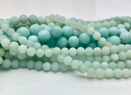 4mm 6mm 8mm 10mm AAA Matte Finished Smooth Round Blue Amazonite Gemstone Beads Genuine High Quality Natural Blue Amazonite 15.5 Inches #3234