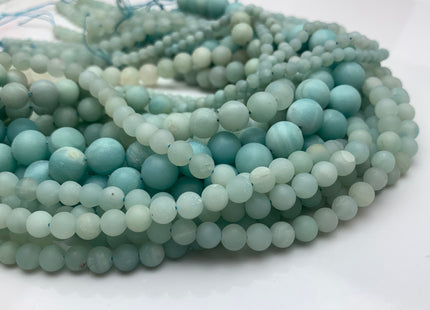 4mm 6mm 8mm 10mm AAA Matte Finished Smooth Round Blue Amazonite Gemstone Beads Genuine High Quality Natural Blue Amazonite 15.5 Inches #3234