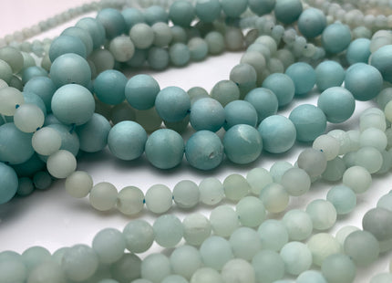 4mm 6mm 8mm 10mm AAA Matte Finished Smooth Round Blue Amazonite Gemstone Beads Genuine High Quality Natural Blue Amazonite 15.5 Inches #3234