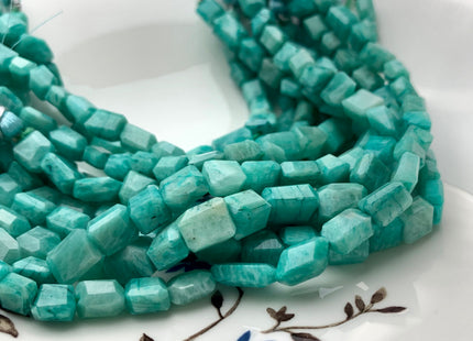 6-10x8-13mm AAA Natural Blue Green Amazonite Nugget Shape Genuine Irregular Shape Amazonite Organic Cut Raw Beads 8 Inches Strand #3208