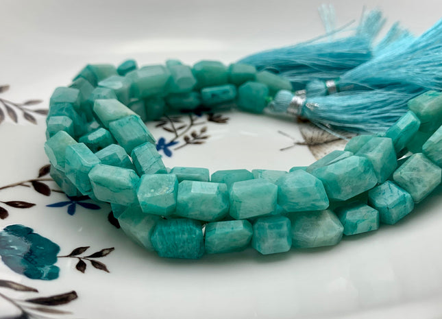 6-10x8-13mm AAA Natural Blue Green Amazonite Nugget Shape Genuine Irregular Shape Amazonite Organic Cut Raw Beads 8 Inches Strand #3208