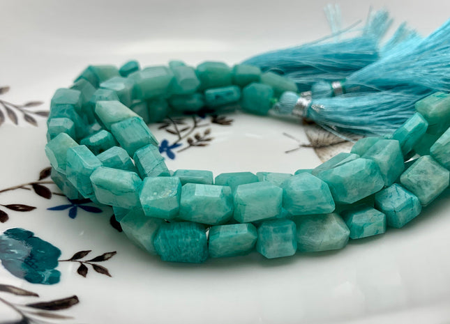 6-10x8-13mm AAA Natural Blue Green Amazonite Nugget Shape Genuine Irregular Shape Amazonite Organic Cut Raw Beads 8 Inches Strand #3208