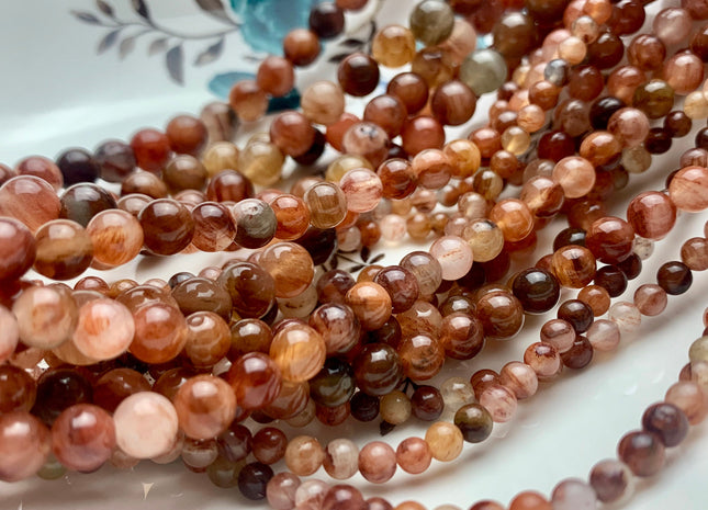 4mm 6mm 8mm 10mm AAA Smooth Round Red Grass Quartz Gemstone Beads Natural Multi Pink Orange Yellow Brown Quartz 15 Inches Strand #3243