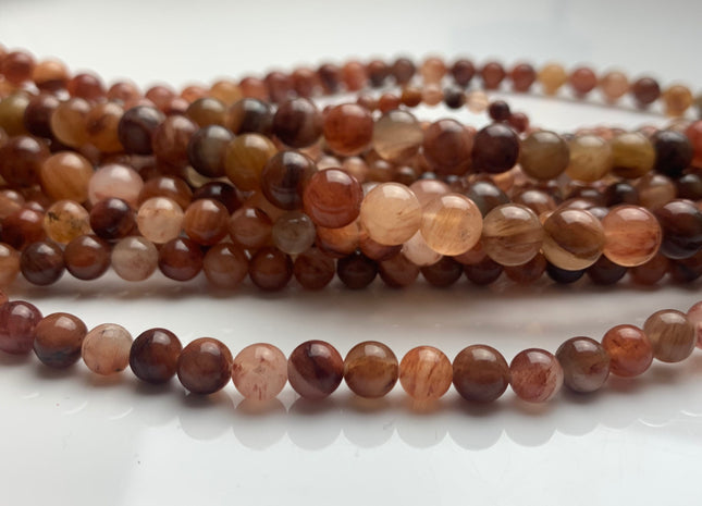 4mm 6mm 8mm 10mm AAA Smooth Round Red Grass Quartz Gemstone Beads Natural Multi Pink Orange Yellow Brown Quartz 15 Inches Strand #3243