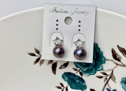 One Pair 925 Sterling Silver/Gold Earring Studs Setting Genuine 925 Silver Star Shape Design For Half Drilled Pearls DIY Jewelry #10058-A