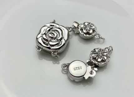 8mm 15mm Jumbo .925 Sterling Silver Clasp, Large Sterling Silver Finding Clasp, Silver Finding Clasps, Floral Design Jumbo Clasp #10062