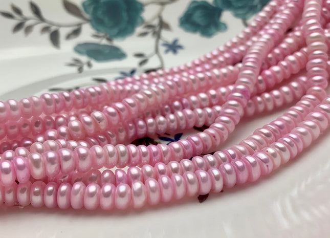 6 mm AAA Baby Pink Large Hole Button/ Roundelle Freshwater Pearl Beads Hole Size 1.2 mm Genuine Round Button Light Purple Pink Pearls #P1078