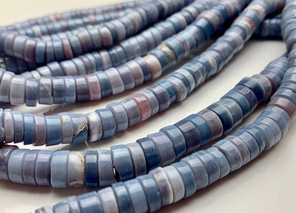 7mm 8mm 9mm 10mm AAA 100% All Natural Smooth Heishi Tyre Blue Lavender Opal Beads Genuine Natural Peruvian Opal 8 Inches Strand #3199