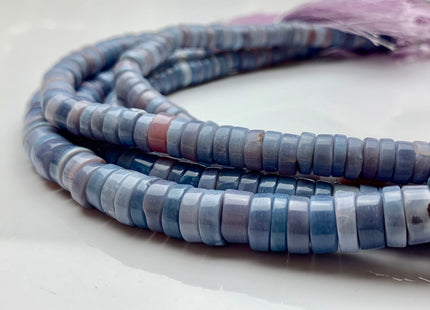 7mm 8mm 9mm 10mm AAA 100% All Natural Smooth Heishi Tyre Blue Lavender Opal Beads Genuine Natural Peruvian Opal 8 Inches Strand #3199
