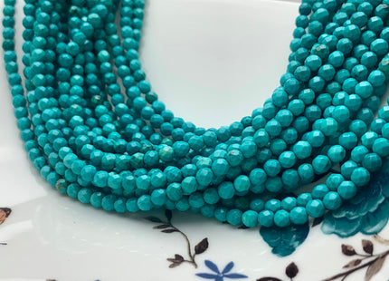 4 mm Faceted Round Blue Green Turquoise Beads Highly Polished Gemstone Loose Beads 15.5 Inches Strand #3252
