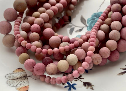 4mm 6mm 8mm 10mm 12mm Natural Matte Pink Petrified Rhodonite Gemstone Beads Natural Pink Color Gemstone Beads 15 Inches Strand #3253