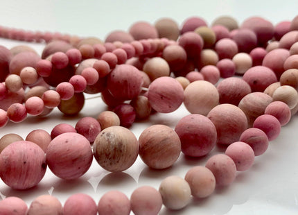 4mm 6mm 8mm 10mm 12mm Natural Matte Pink Petrified Rhodonite Gemstone Beads Natural Pink Color Gemstone Beads 15 Inches Strand #3253