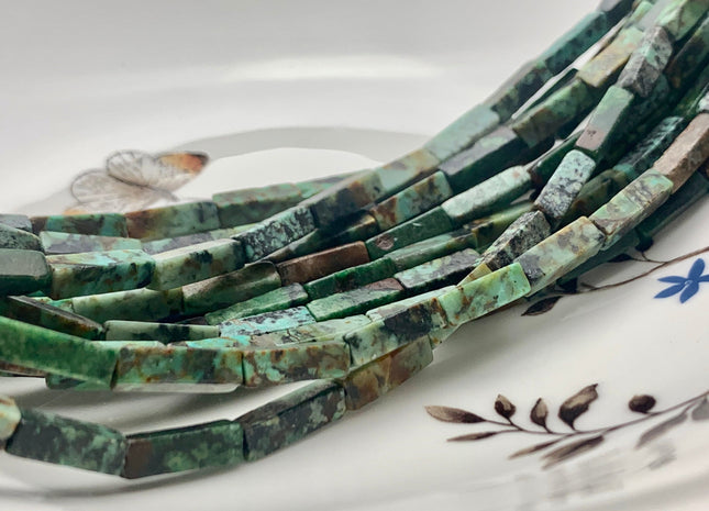 4-5x13 mm Cuboid Tube Shape African Turquoise Gemstone Beads 15.5 Inches Strand #3255