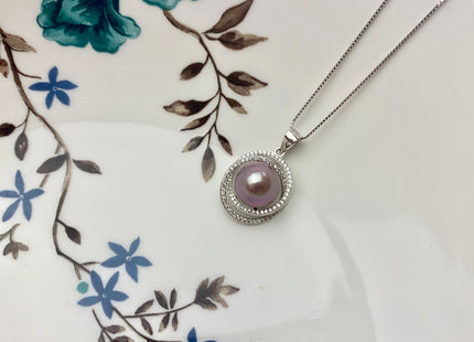 One Piece 925 Sterling Silver/Gold Pendant Setting Findings For Half Drilled Pearls Galaxy Design W/CZ Sterling Silver Pendant #10075-A