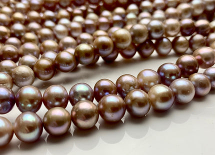 9 mm AAA Natural Mauve Pink Freshwater Pearl Semi Round Shape Genuine Ultra Dark Pink Off Round Freshwater Pearl 47 Pieces #P1082