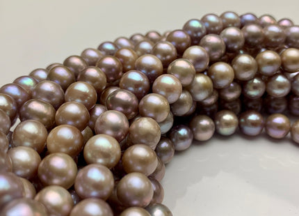 9 mm AAA Natural Mauve Pink Freshwater Pearl Semi Round Shape Genuine Ultra Dark Pink Off Round Freshwater Pearl 47 Pieces #P1082