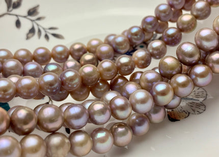 9 mm AAA Natural Mauve Pink Freshwater Pearl Semi Round Shape Genuine Ultra Dark Pink Off Round Freshwater Pearl 47 Pieces #P1082