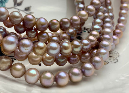 9 mm AAA Natural Mauve Pink Freshwater Pearl Semi Round Shape Genuine Ultra Dark Pink Off Round Freshwater Pearl 47 Pieces #P1082