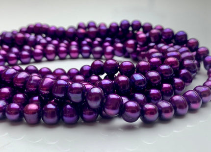 7-8mm AA Potato Shape Freshwater Pearl Beads Purple Color Genuine Cultured High Luster Freshwater Pearl 58 Pieces 16 Inches Strand #P1083