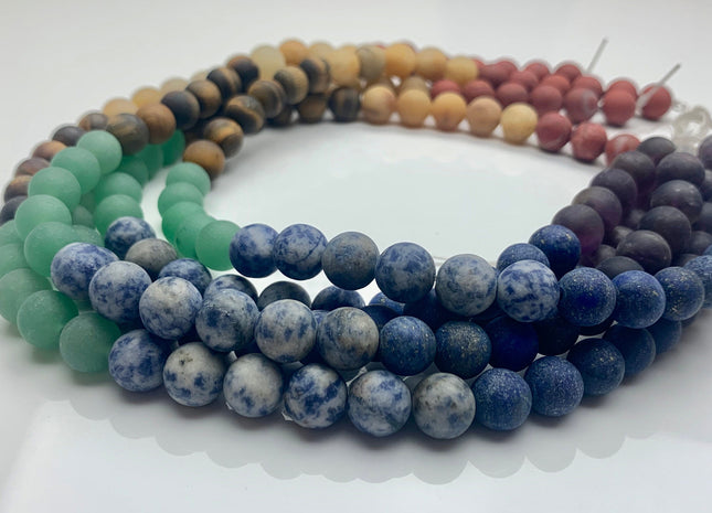 4mm 6mm 8mm 10mm 12mm Natural Chakra Matte Round Beads Genuine Amethyst Aventurine Lapis Tiger Eye Yellow Jade Sodalite Red Jasper #3093