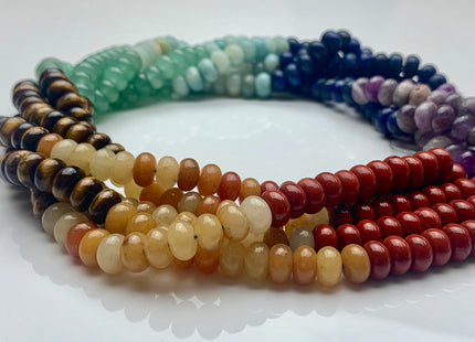 5x8 mm Natural Chakra Smooth Rondelle Beads Genuine Amethyst Aventurine Lapis Tiger Eye Yellow Jade Sodalite Red Jasper 15 Inches #3094