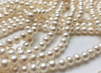 6-6.5 mm AA Large Hole Potato Natural White Freshwater Pearls Hole Size 2.0mm Genuine Large Hole Freshwater Pearls 70 Beads #P1088