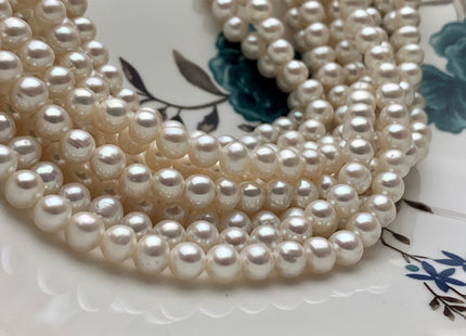 6-6.5 mm AA Large Hole Potato Natural White Freshwater Pearls Hole Size 2.0mm Genuine Large Hole Freshwater Pearls 70 Beads #P1088