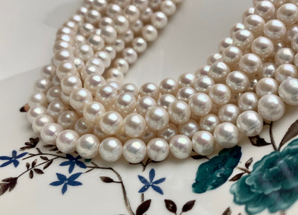 6-6.5 mm AAA Large Hole Round Natural White Freshwater Pearls Hole Size 1.2mm 1.5mm Genuine High Luster Large Hole Pearls 68 Pieces #P1092