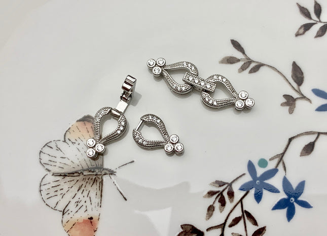 9x28 mm 925 Sterling Silver Spade Shape Clasp Sterling Silver Findings 925 Sterling Silver Clasps With CZ #10067