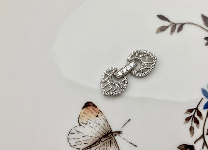 10x22 mm 925 Sterling Silver Double Clover Shape Clasp Sterling Silver Findings 925 Sterling Silver Clasps With CZ #10070