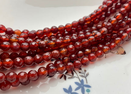 4mm 6mm AAA Natural Faceted Round Carnelian Beads July Birthstone Natural Dark Red Carnelian Beads 14 Inches Strand #3260