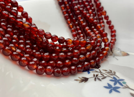 4mm 6mm AAA Natural Faceted Round Carnelian Beads July Birthstone Natural Dark Red Carnelian Beads 14 Inches Strand #3260