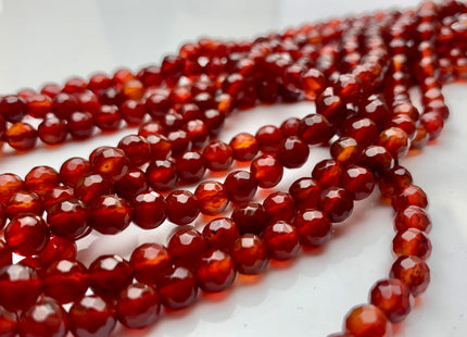 4mm 6mm AAA Natural Faceted Round Carnelian Beads July Birthstone Natural Dark Red Carnelian Beads 14 Inches Strand #3260