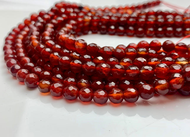 4mm 6mm AAA Natural Faceted Round Carnelian Beads July Birthstone Natural Dark Red Carnelian Beads 14 Inches Strand #3260