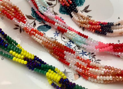 3x4mm 4x6mm 5x8mm Faceted Rondelle Multi Color Czech Crystal Beads 18 Inches Strand #3272