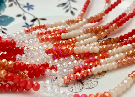 3x4mm 4x6mm 5x8mm Faceted Rondelle Multi Color Czech Crystal Beads 18 Inches Strand #3272