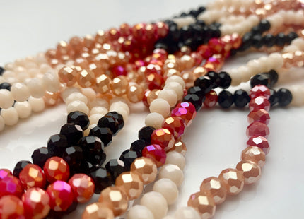 3x4mm 4x6mm 5x8mm Faceted Rondelle Multi Color Czech Crystal Beads 18 Inches Strand #3272