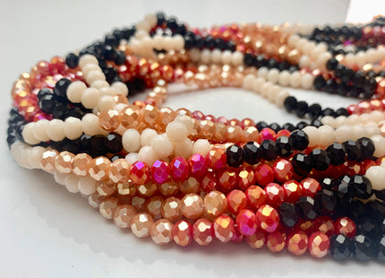 3x4mm 4x6mm 5x8mm Faceted Rondelle Multi Color Czech Crystal Beads 18 Inches Strand #3272
