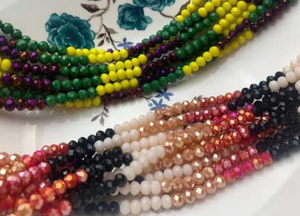 3x4mm 4x6mm 5x8mm Faceted Rondelle Multi Color Czech Crystal Beads 18 Inches Strand #3272