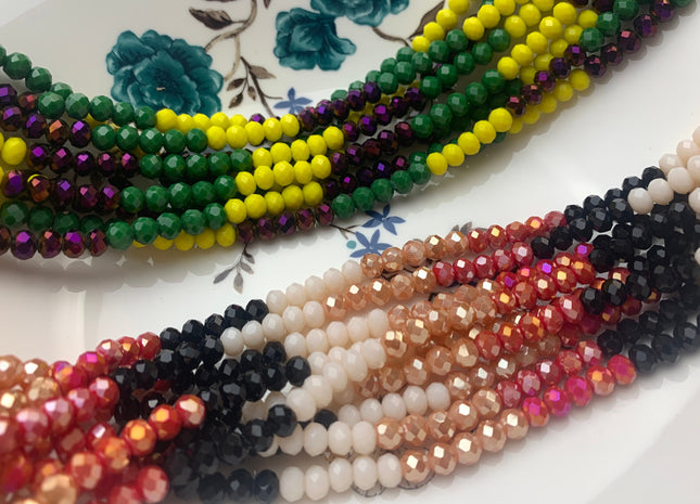 3x4mm 4x6mm 5x8mm Faceted Rondelle Multi Color Czech Crystal Beads 18 Inches Strand #3272