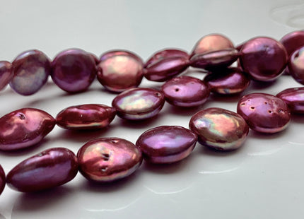 12-13 mm Fuchsia Pink Color Freshwater Coin Pearls Genuine High Luster Hot Pink Color Freshwater Coin Pearls Limited Edition #1273