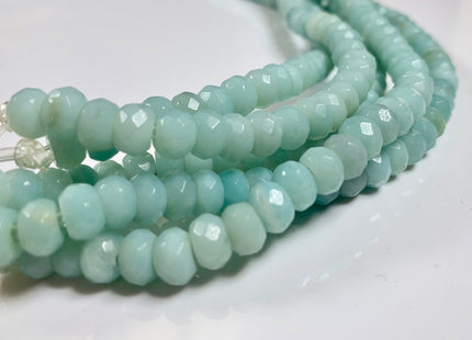 5x8mm AAA Large Hole Faceted Roundel Amazonite Natural Semi Precious Gemstone Natural Color Faceted Roundel Hole Size 2.0mm #2208