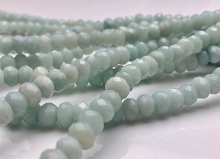 5x8mm AAA Large Hole Faceted Roundel Amazonite Natural Semi Precious Gemstone Natural Color Faceted Roundel Hole Size 2.0mm #2208