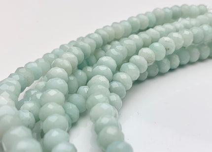 5x8mm AAA Large Hole Faceted Roundel Amazonite Natural Semi Precious Gemstone Natural Color Faceted Roundel Hole Size 2.0mm #2208