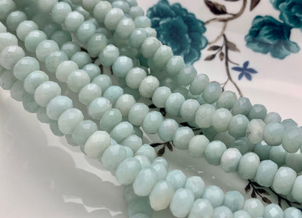 5x8mm AAA Large Hole Faceted Roundel Amazonite Natural Semi Precious Gemstone Natural Color Faceted Roundel Hole Size 2.0mm #2208