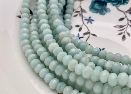 5x8mm AAA Large Hole Faceted Roundel Amazonite Natural Semi Precious Gemstone Natural Color Faceted Roundel Hole Size 2.0mm #2208