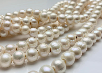 10-11 mm AAA Half Strand Large Hole Natural White Potato Freshwater Pearls Hole Size 3.0mm Genuine High Luster Large Hole White Pearl #P1095